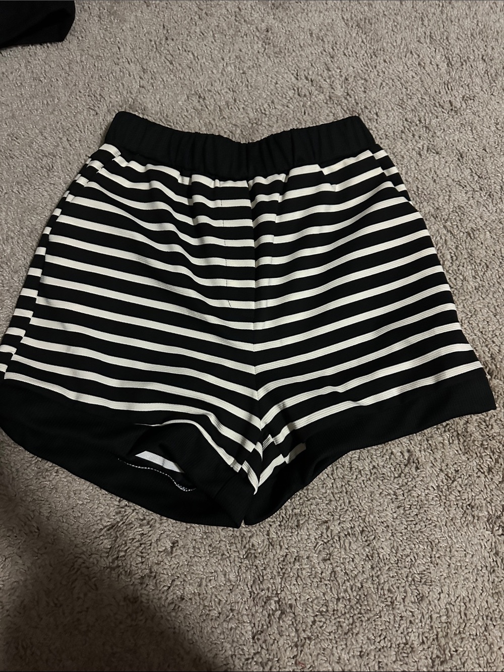 Source Unknown Black and White Striped Athletic Shorts